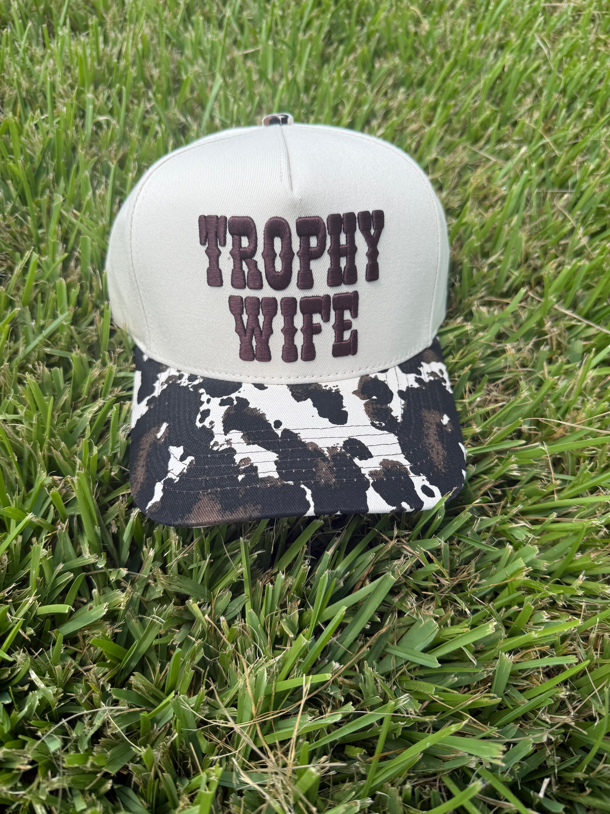 Trophy Wife Cow Print Trucker Hat